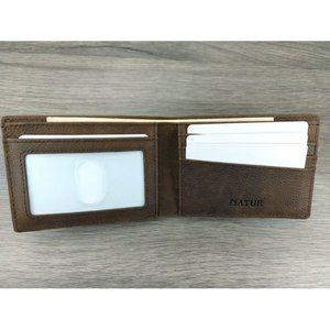 Slim Genuine Leather Wallet for Men RFID Blocking Natur Minimalist Bifold Brown